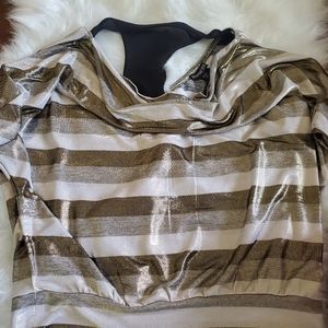 EXPRESS metallic gold stripe top S